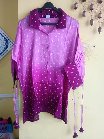 *Priyal* Modal bandhni double colour free size shirt *
