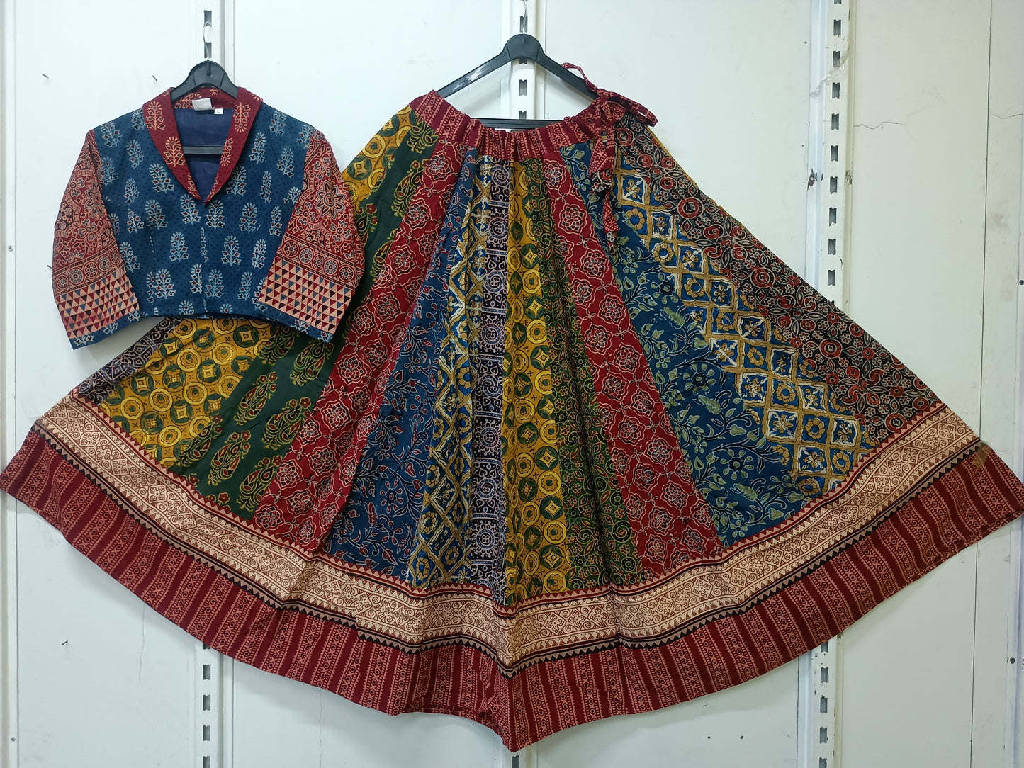 "SUHANI"Navratri special Natural handblock cotton Kali skirt blouse set