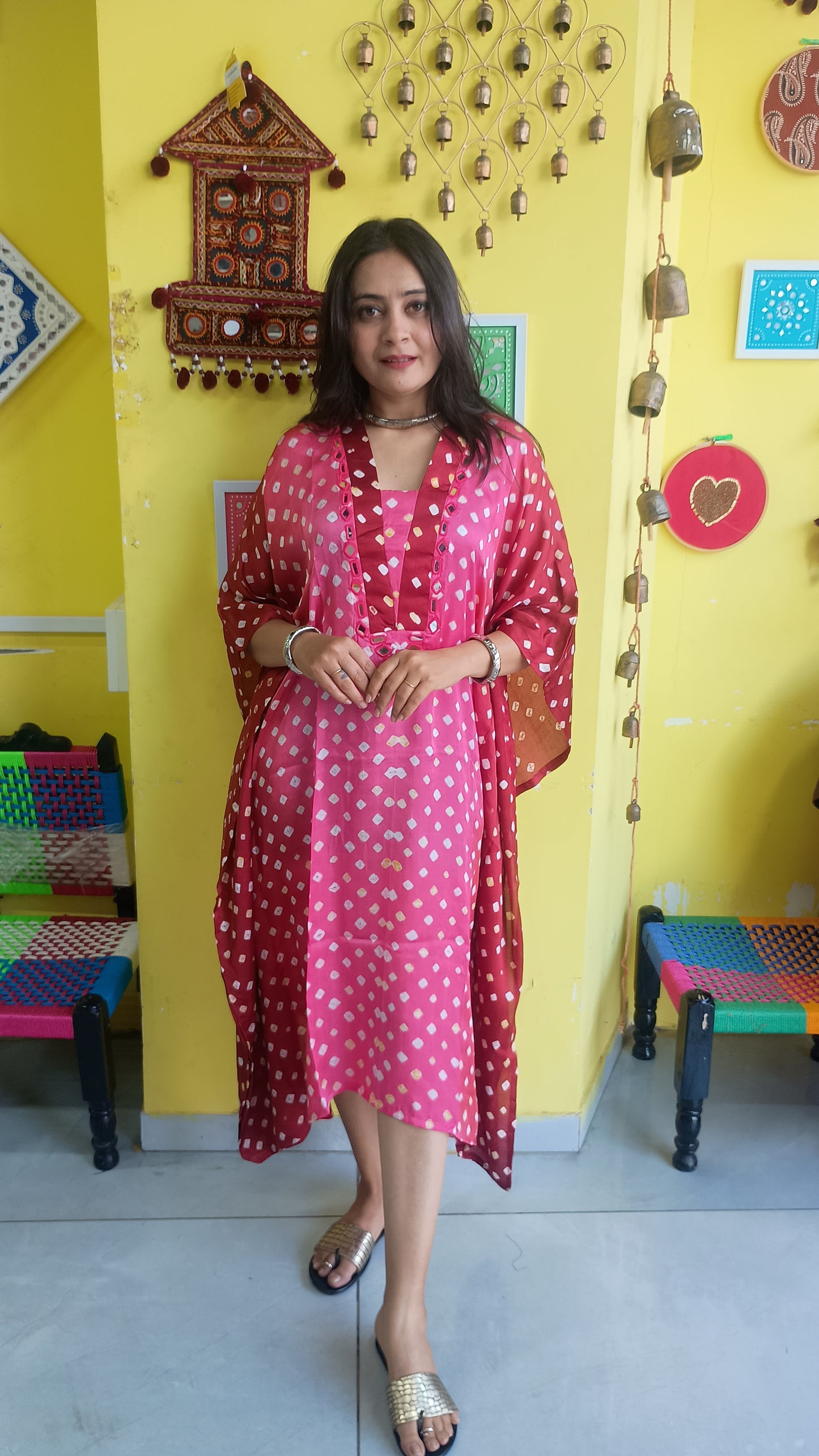 "Noor"Modal Bandhani print Kaftan