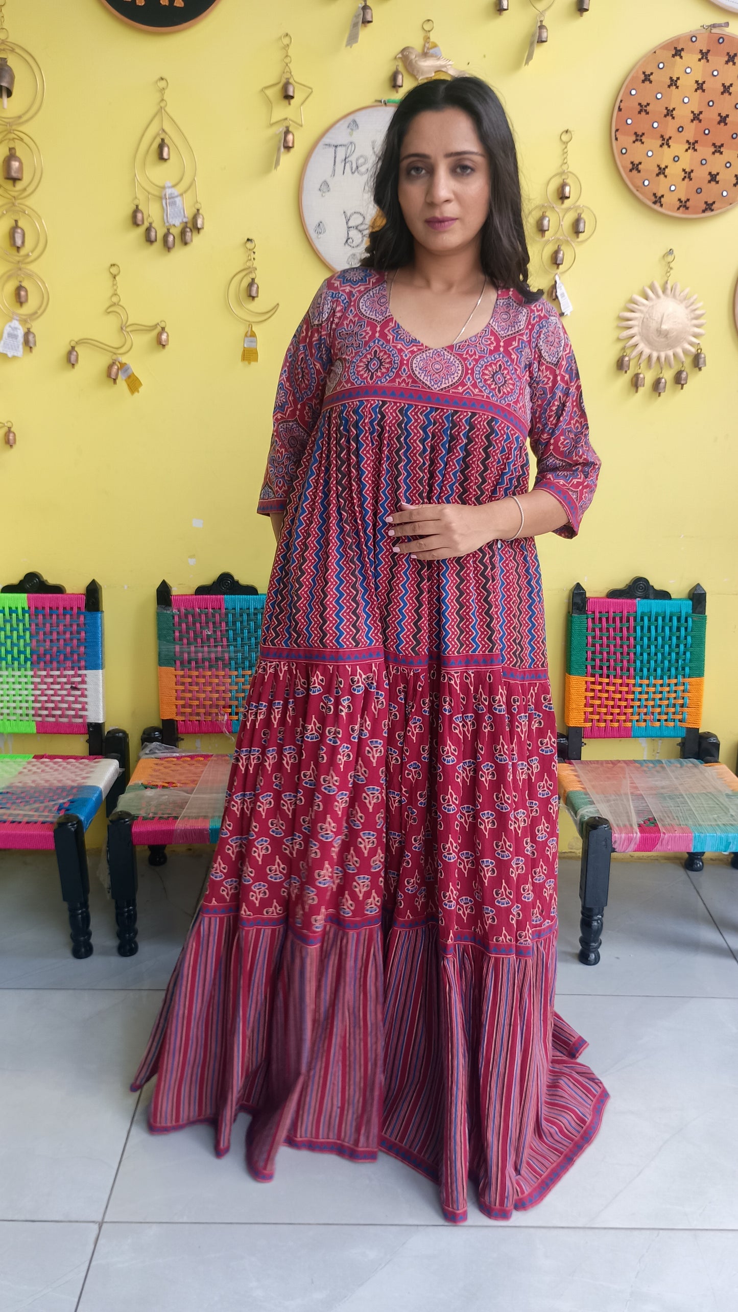 ''Shivanya'' long gown with 3 layer frill pattern
