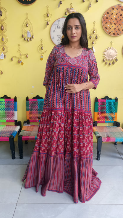 ''Shivanya'' long gown with 3 layer frill pattern