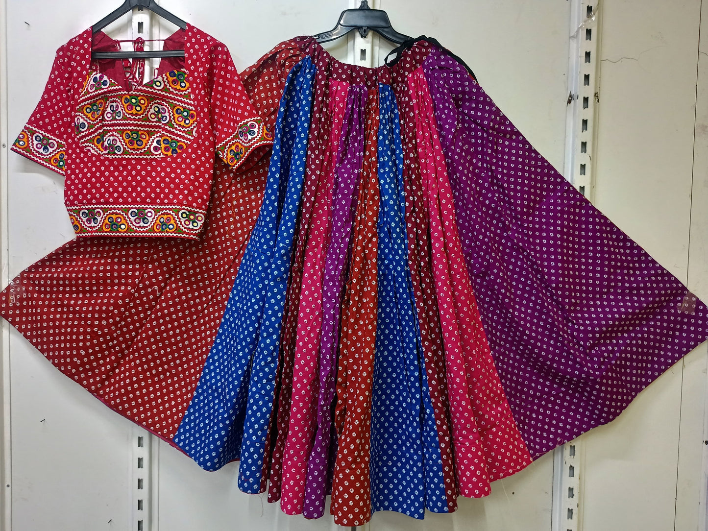 *Suhani*Navratri special full flair bandhni skirt with kamkha style blouse set