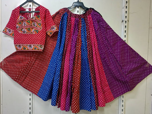 *Suhani*Navratri special full flair bandhni skirt with kamkha style blouse set