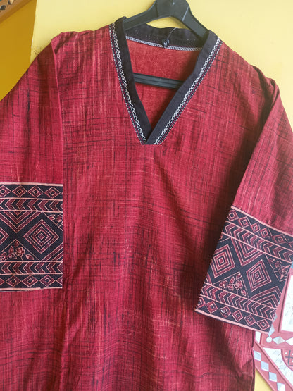"Shreya"Brush print cotton long straight kurti