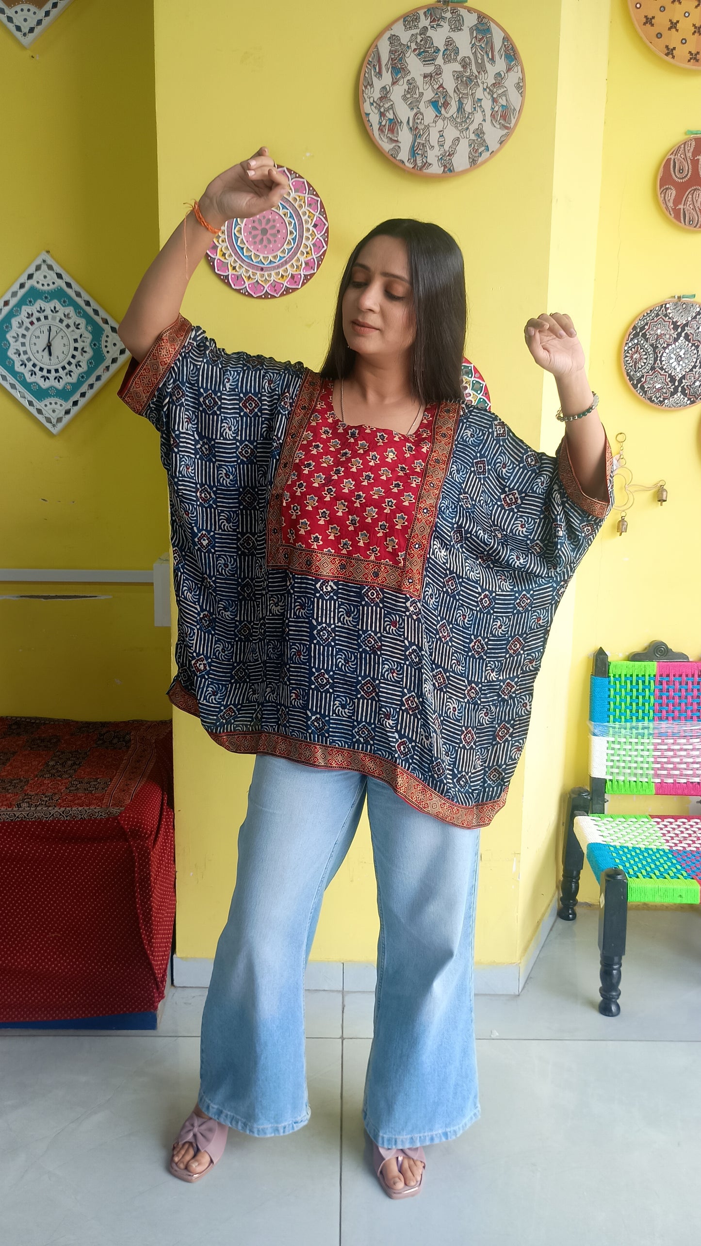 MODAL AJRAKH KIMONO TOP