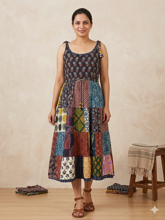 *Magic kurti* Cotton multi patch work one piece