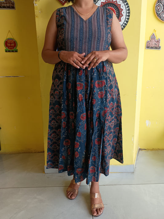 "Mishka"New natural handblock cotton long kurti