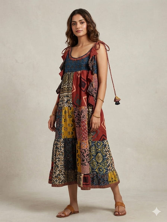 *Magic kurti* Cotton multi patch work one piece