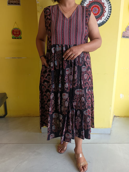 "Mishka"New natural handblock cotton long kurti