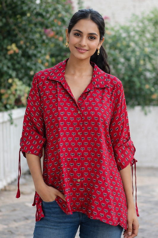 *Kamya*Pure modal ajrakh print shirt