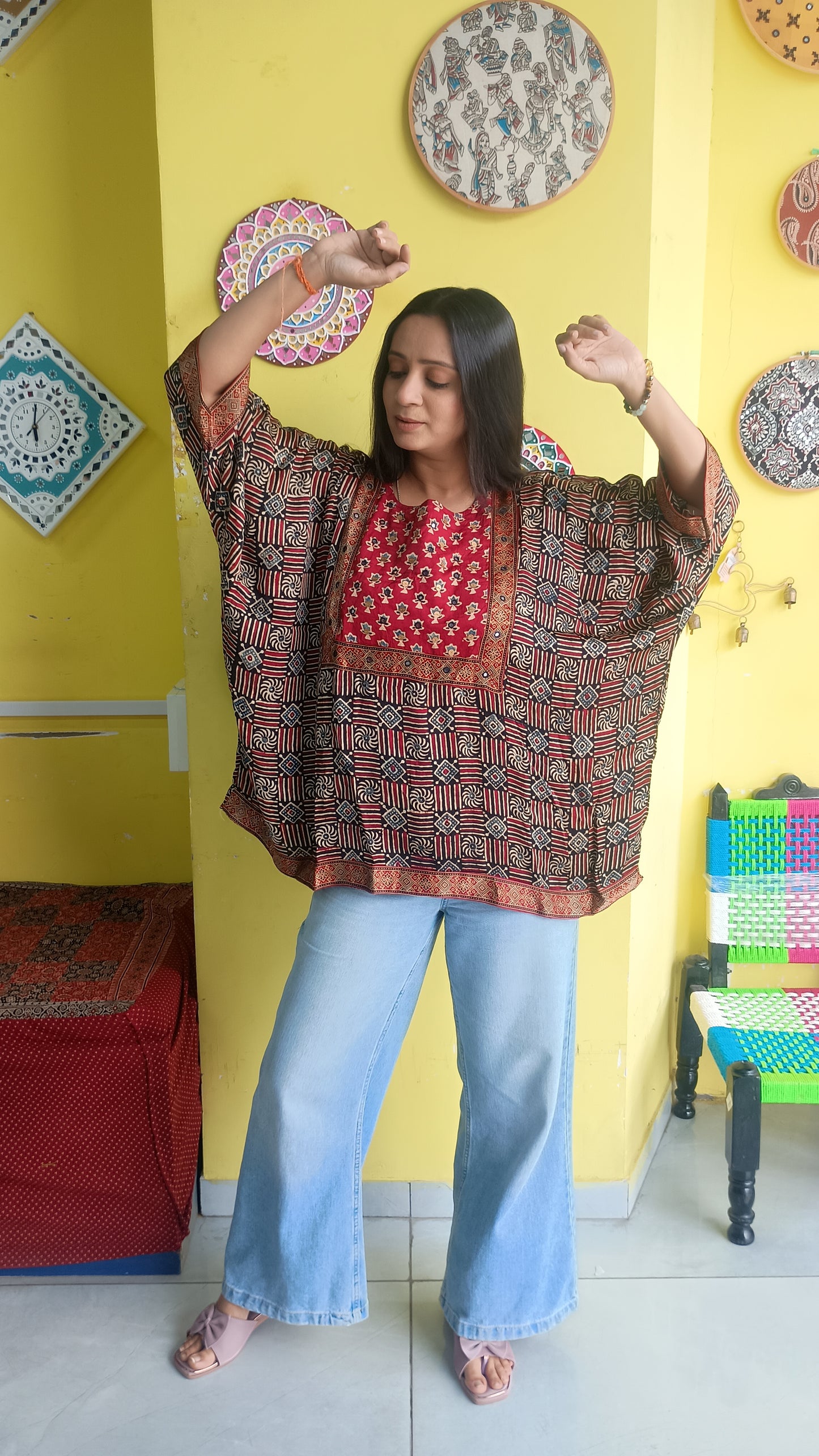 MODAL AJRAKH KIMONO TOP