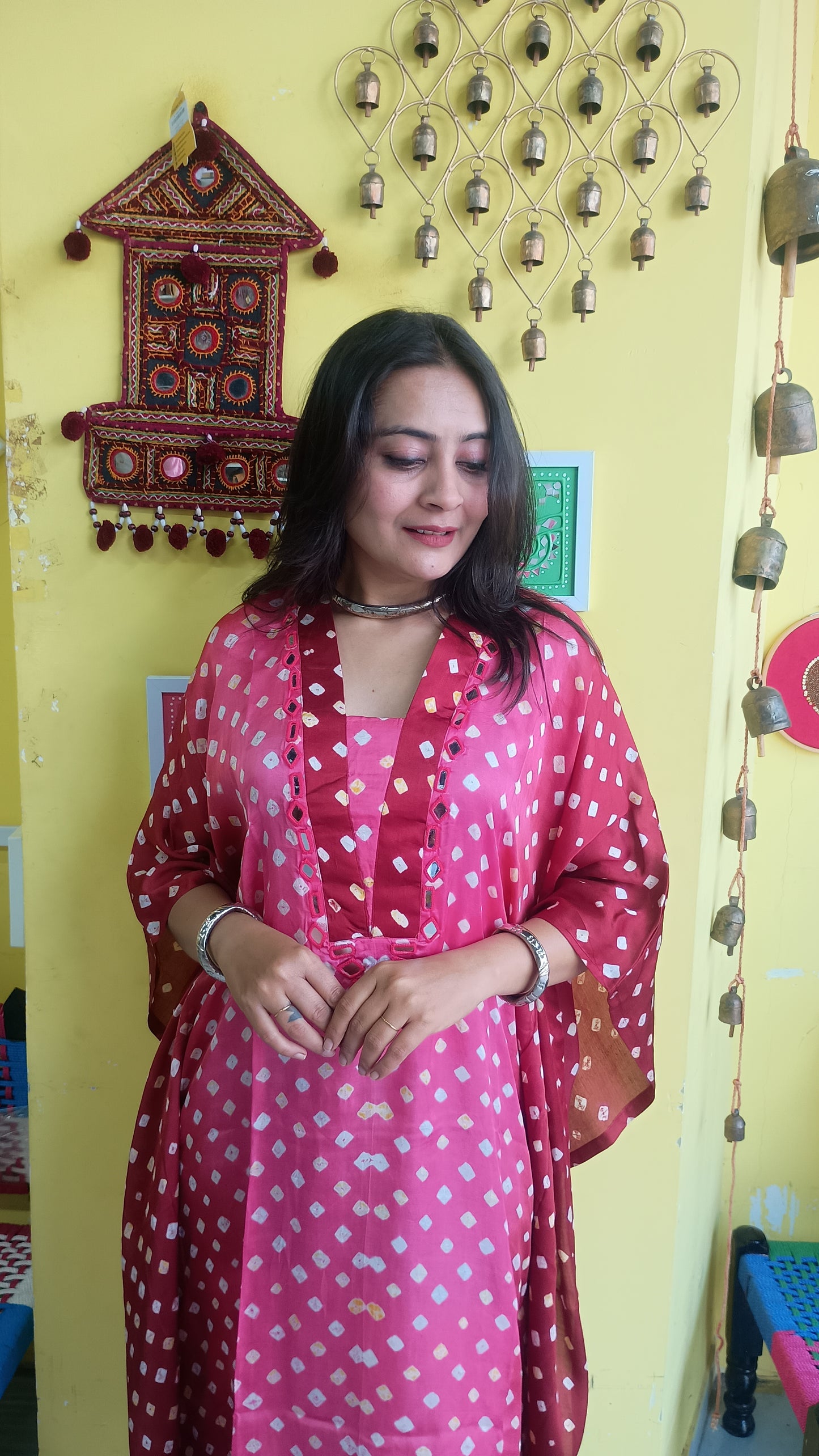 "Noor"Modal Bandhani print Kaftan