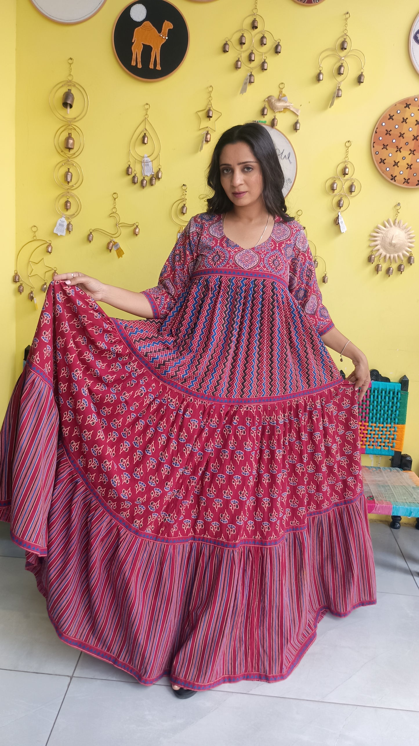''Shivanya'' long gown with 3 layer frill pattern