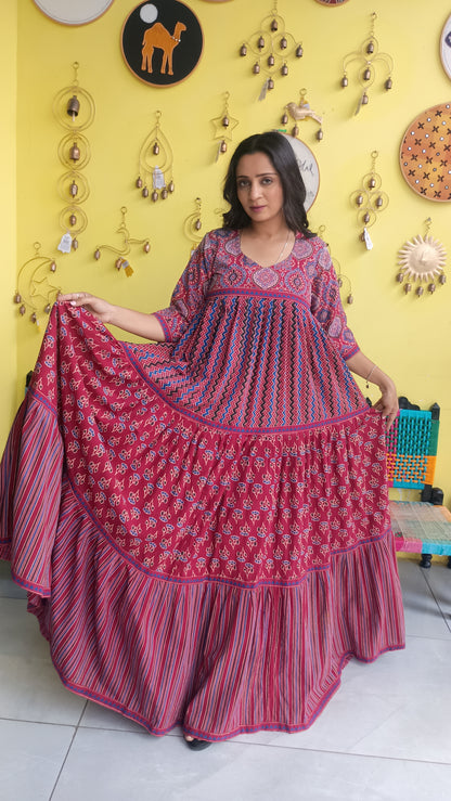 ''Shivanya'' long gown with 3 layer frill pattern