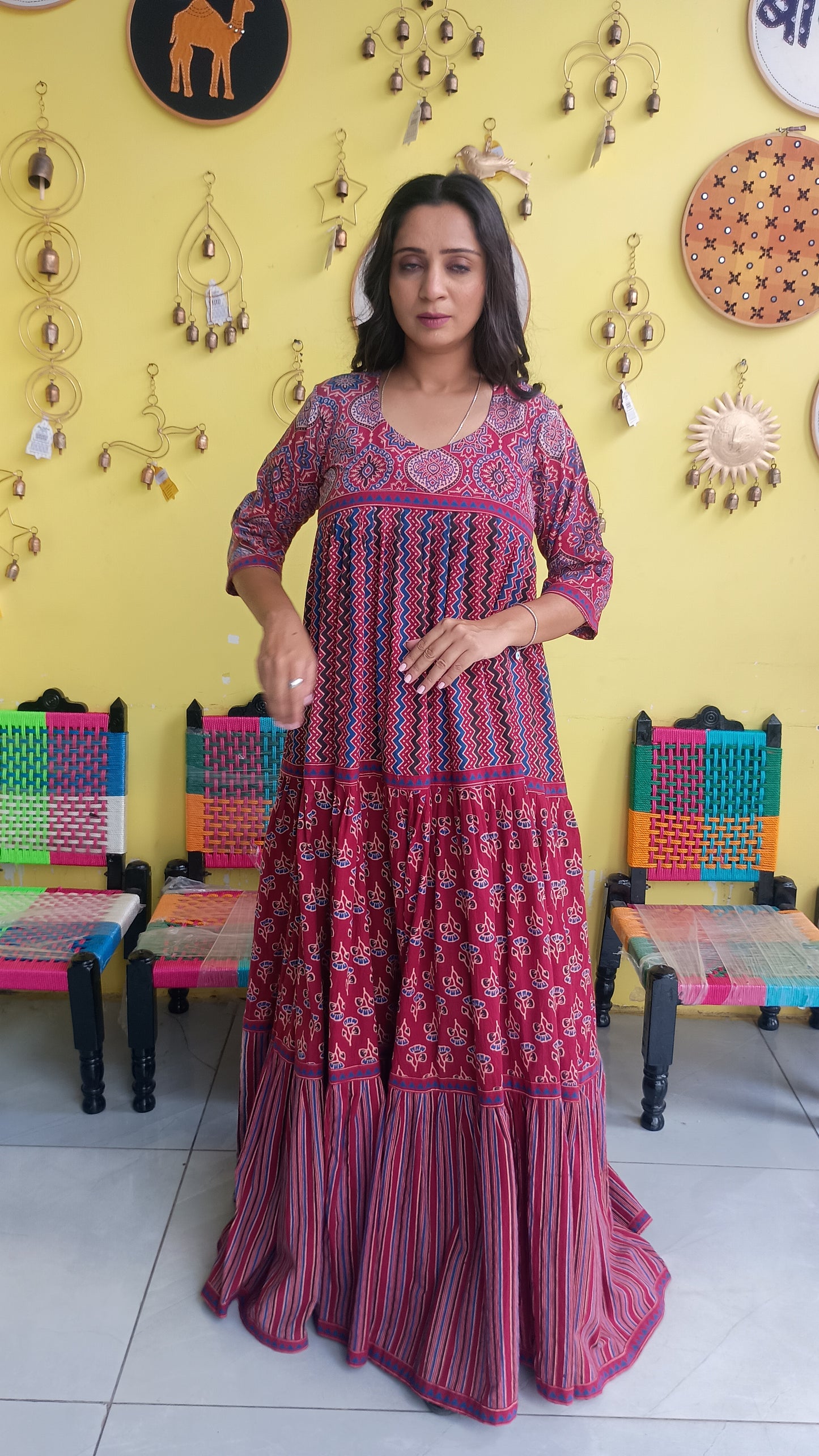 ''Shivanya'' long gown with 3 layer frill pattern