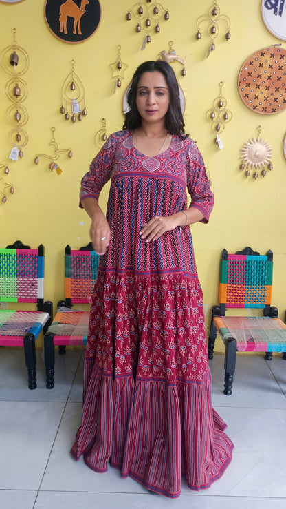 ''Shivanya'' long gown with 3 layer frill pattern