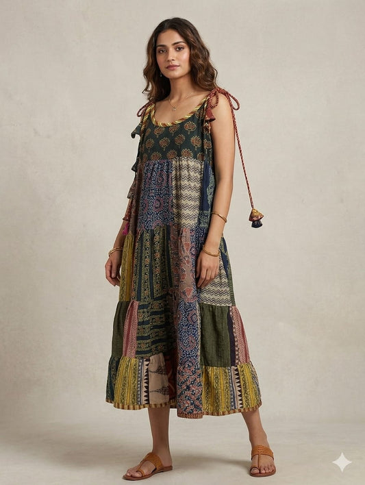 *Magic kurti* Cotton multi patch work one piece