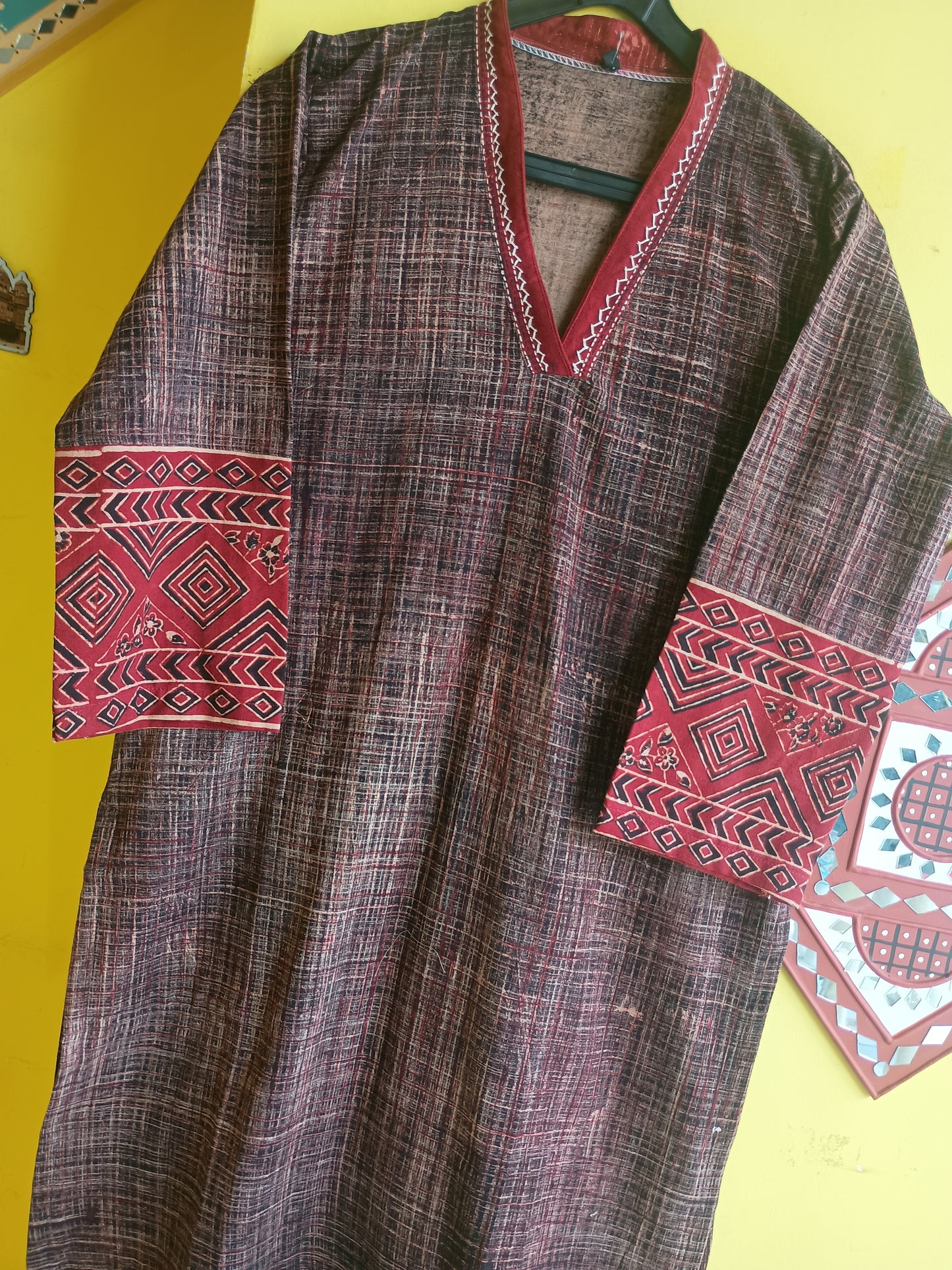 "Shreya" Brush print cotton long straight kurti