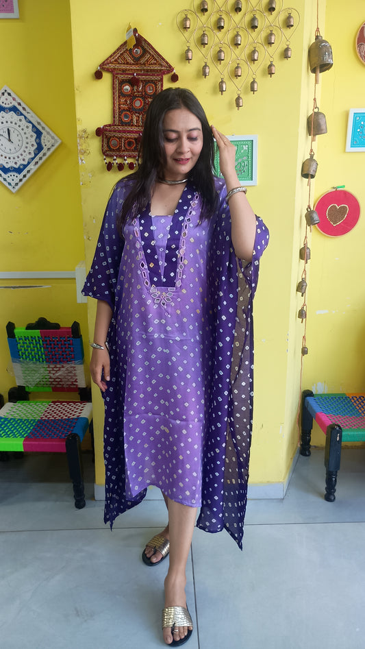 "Noor"  Modal Bandhani print Kaftan