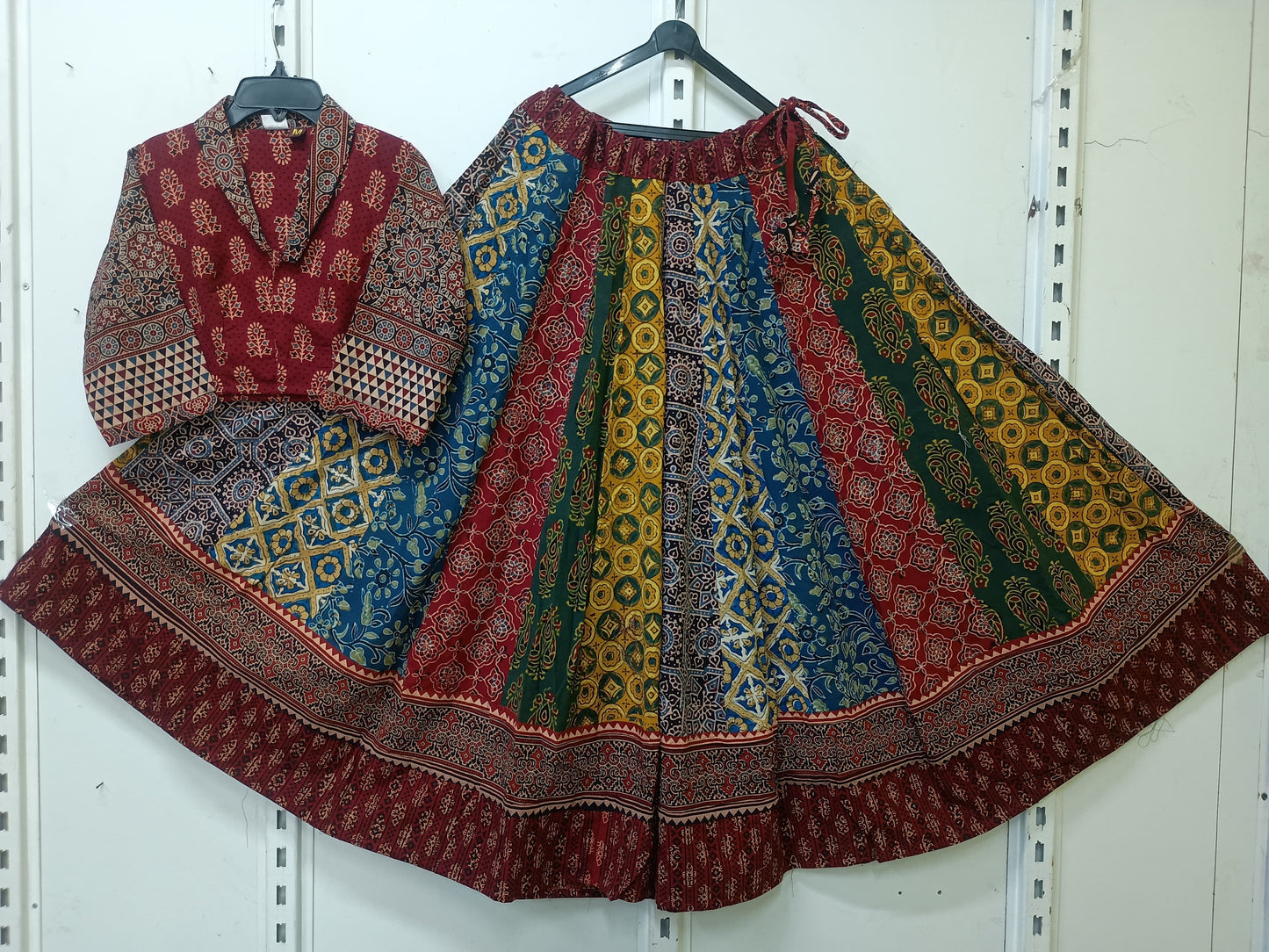 "SUHANI"Navratri special Natural handblock cotton Kali skirt blouse set
