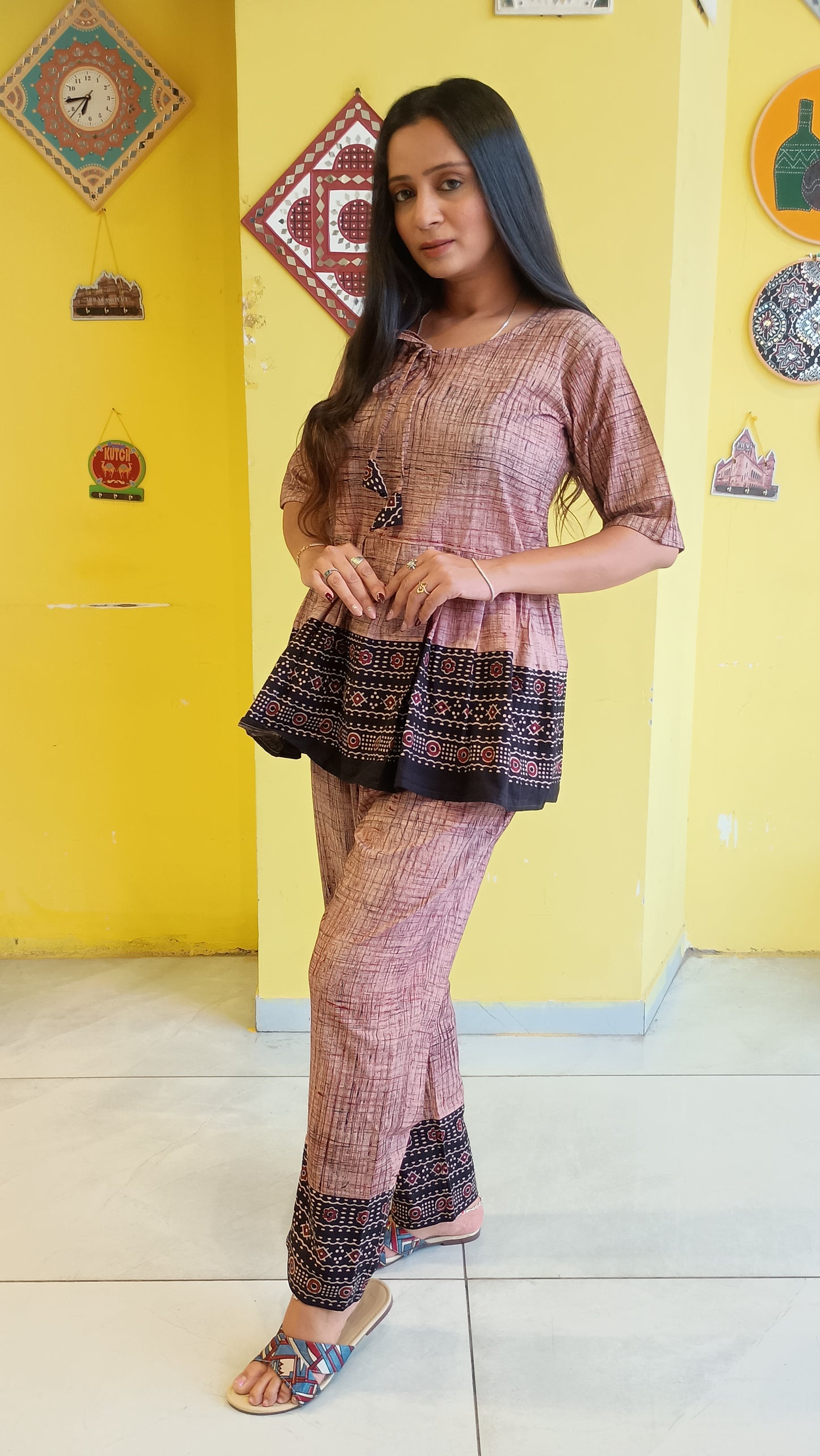 *Shree* Brush print cotton co-ord sets