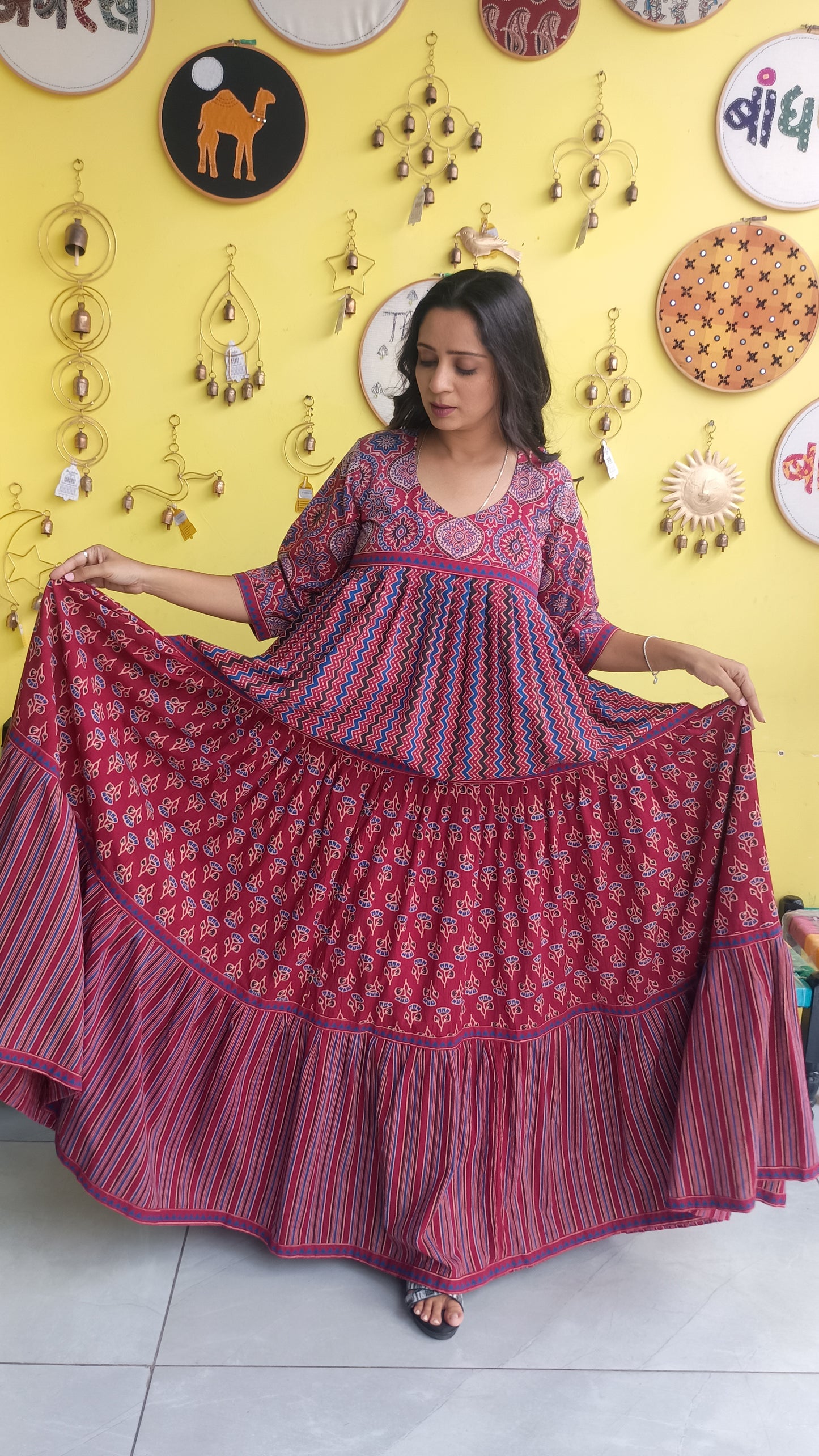 ''Shivanya'' long gown with 3 layer frill pattern