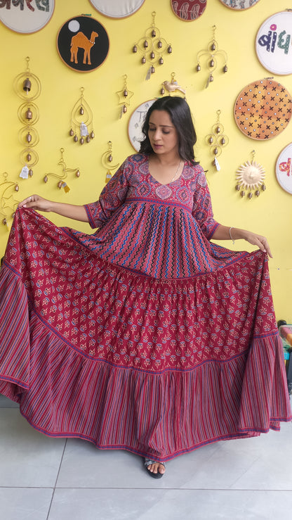 ''Shivanya'' long gown with 3 layer frill pattern