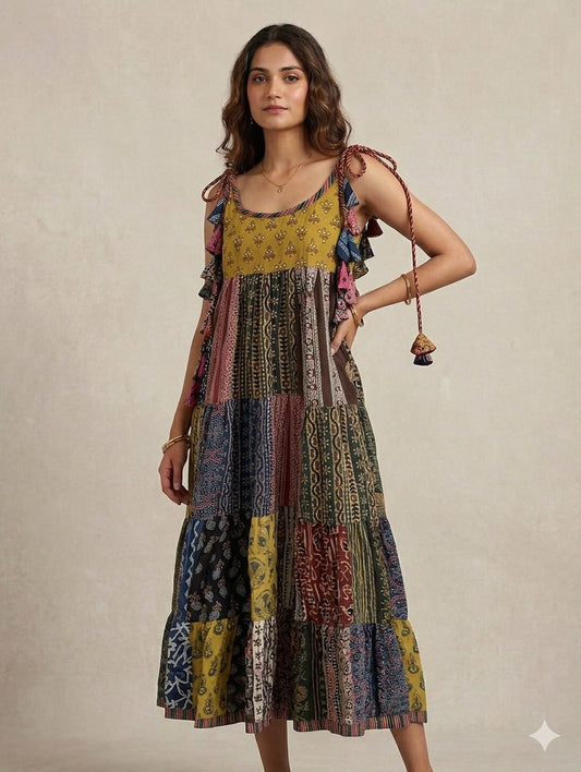 *Magic kurti* Cotton multi patch work one piece