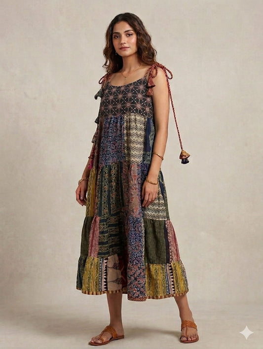 *Magic kurti* Cotton multi patch work one piece