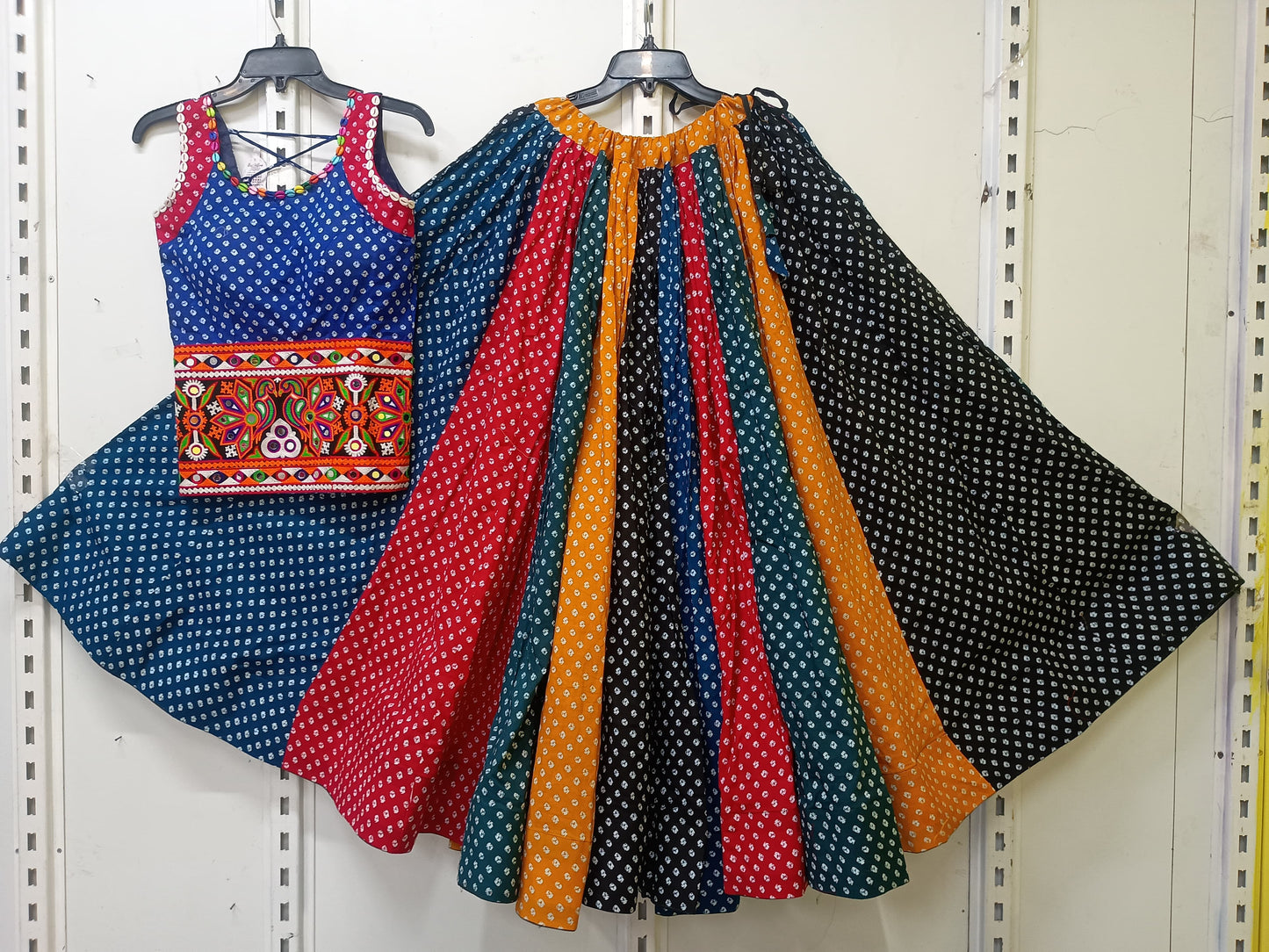*Suhani*Navratri special full flair bandhni skirt with kamkha style blouse set