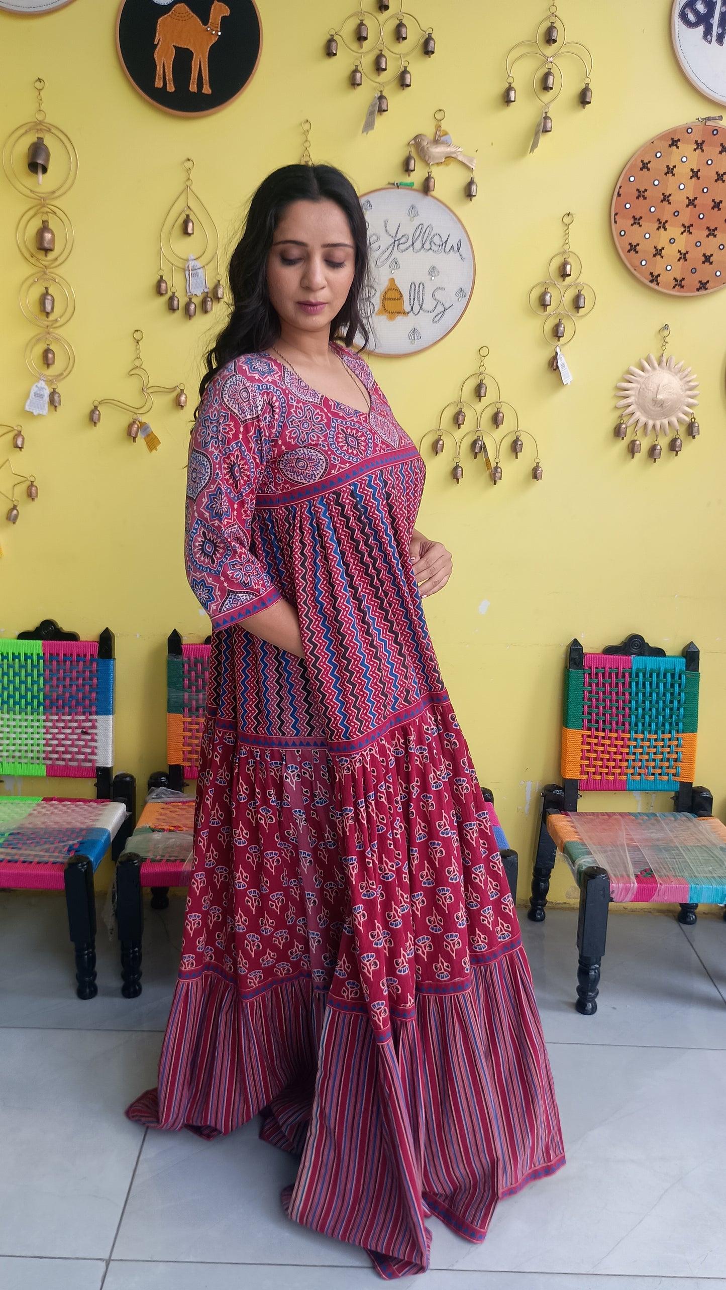 ''Shivanya'' long gown with 3 layer frill pattern