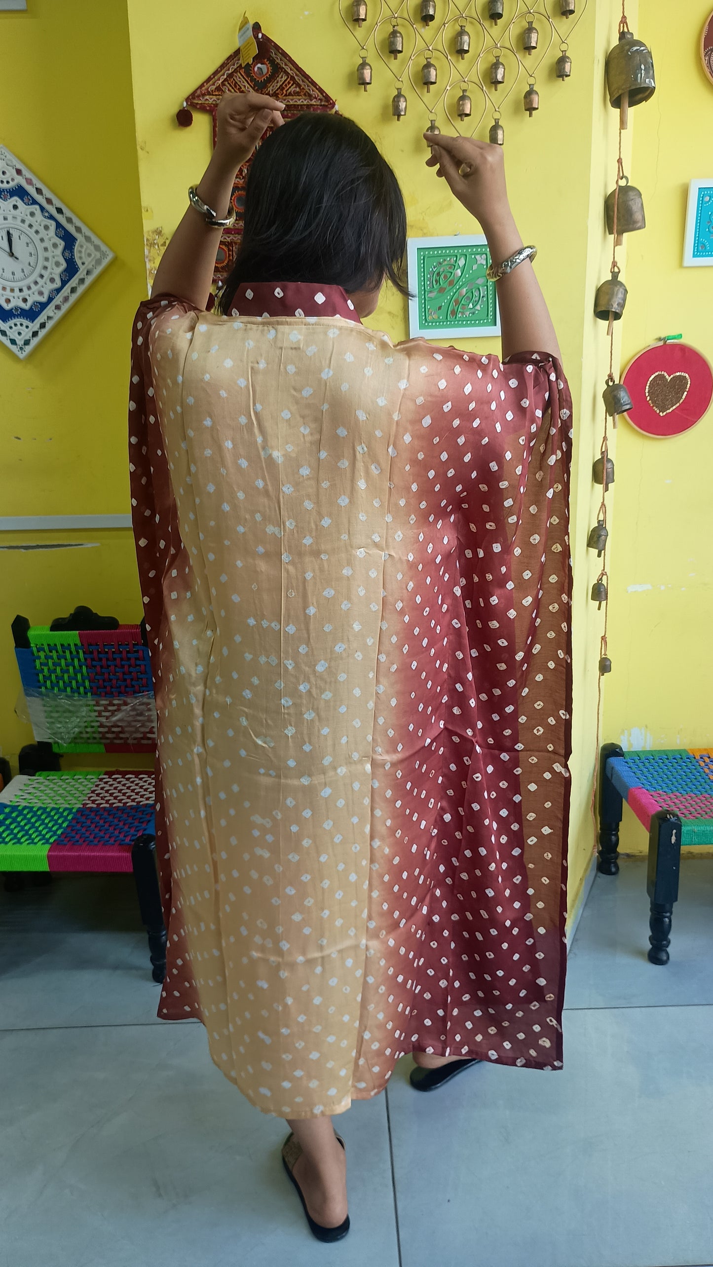 "Noor "Modal Bandhani double colour  Kaftan