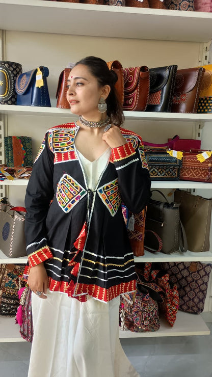 "Navratri kedia"Black plain handwork kedia