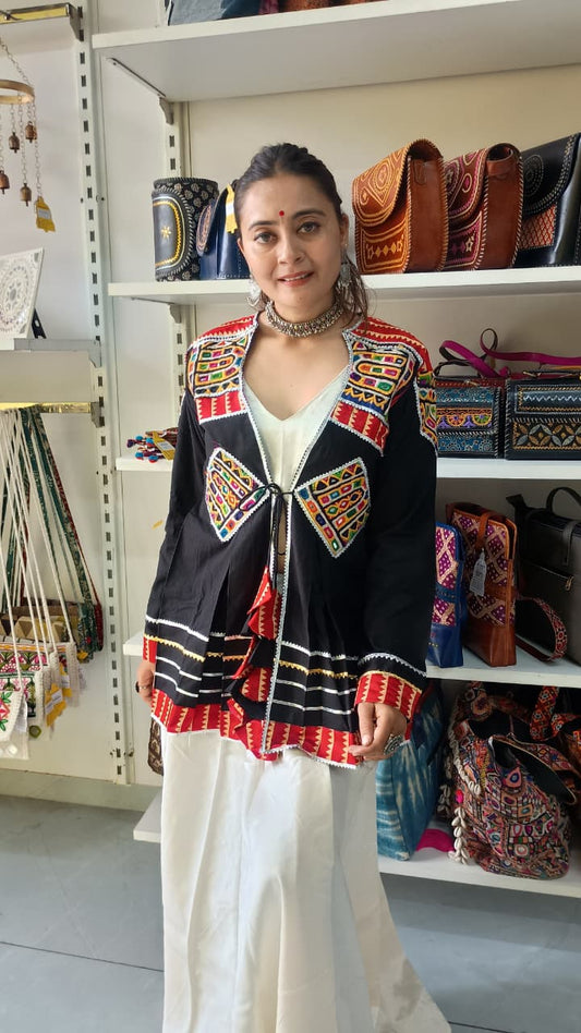 "Navratri kedia"Black plain handwork kedia