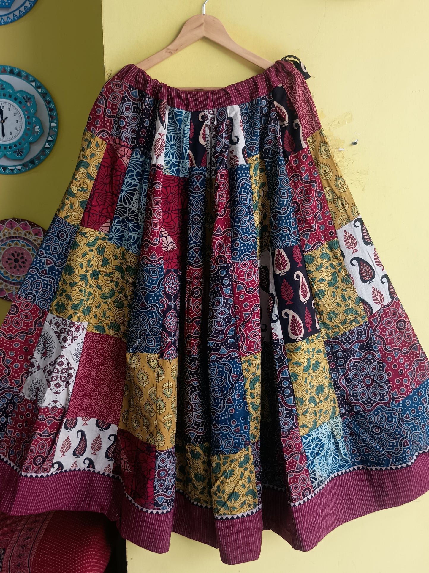 MULTI PATCH WORK COTTON SKIRT