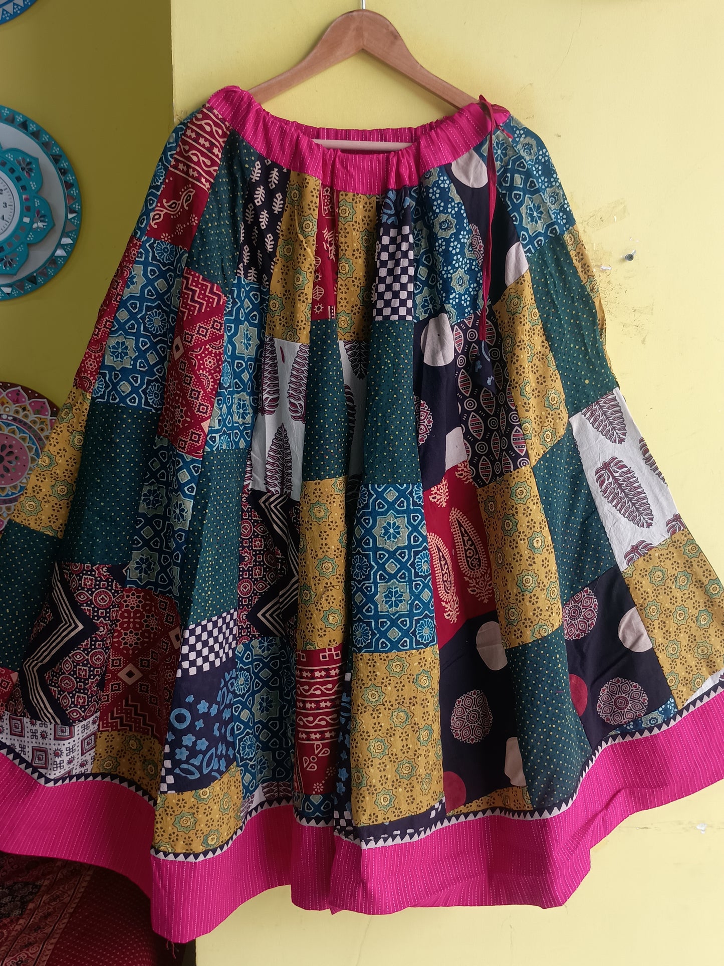MULTI PATCH WORK COTTON SKIRT