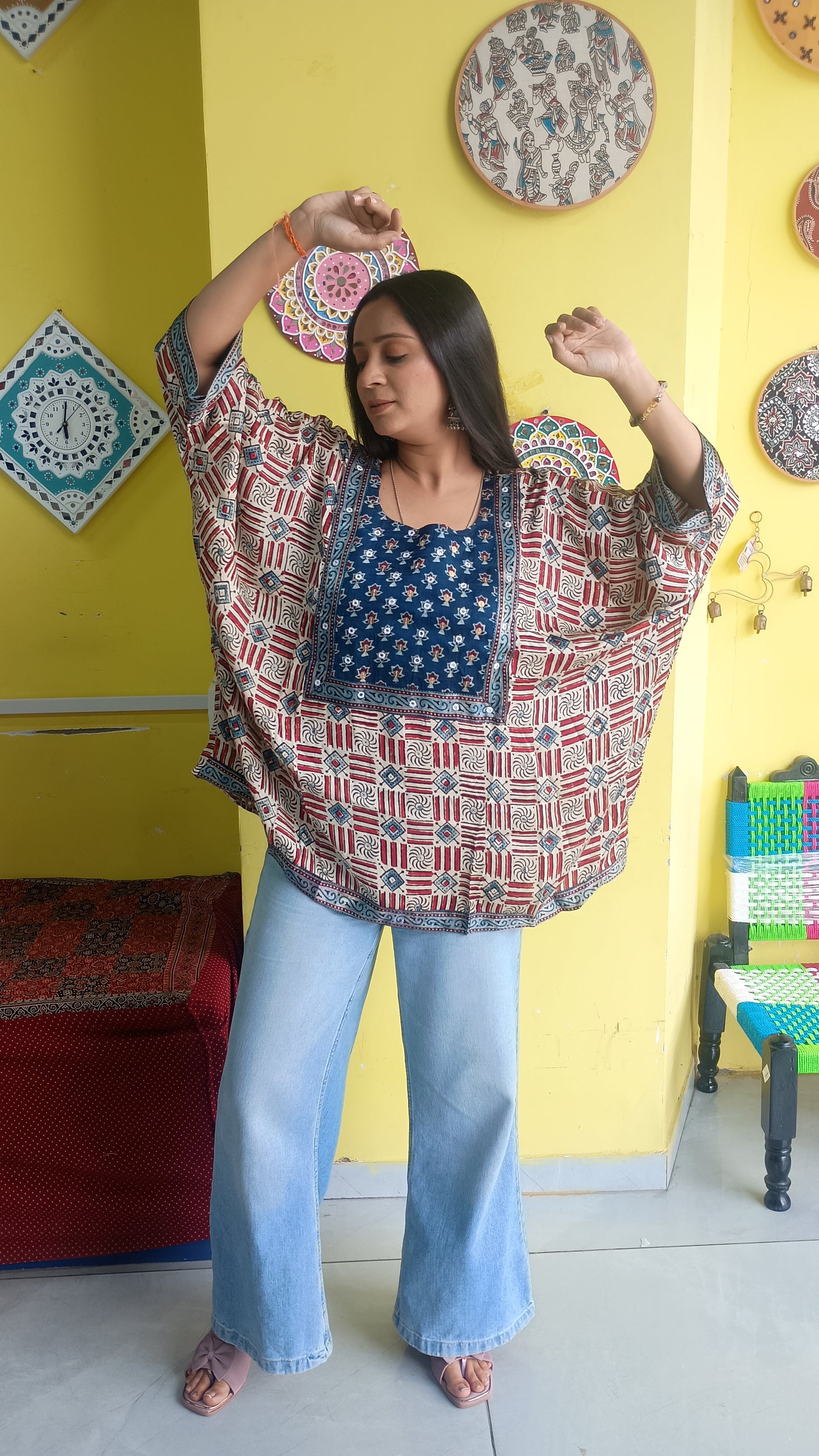 MODAL AJRAKH KIMONO TOP