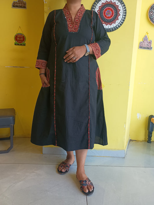 "Hemali" Plain a line long a line kurti with handwork