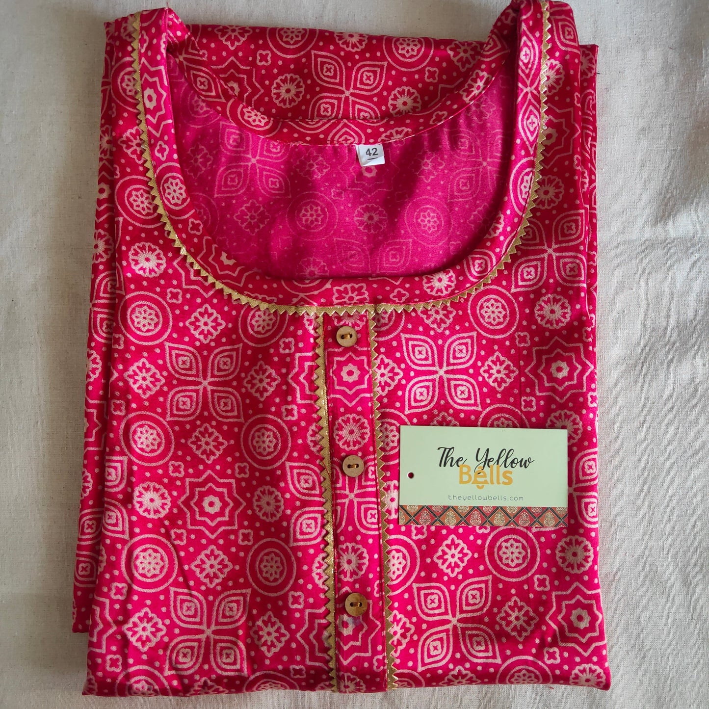 'Kavya' Pink Mashroo Printed Kurti