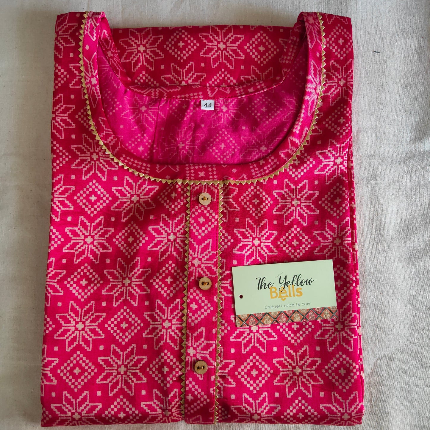 'Kavya' Pink Mashroo Printed Kurti