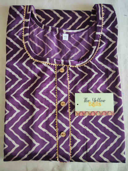 'Kavya' Purple Colour Mashroo Long kurti