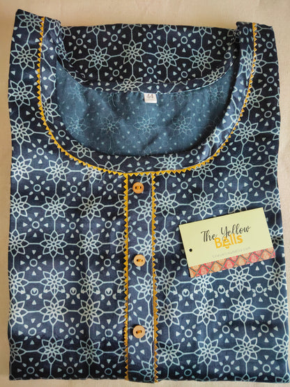 'Kavya' Blue Long Straight kurti