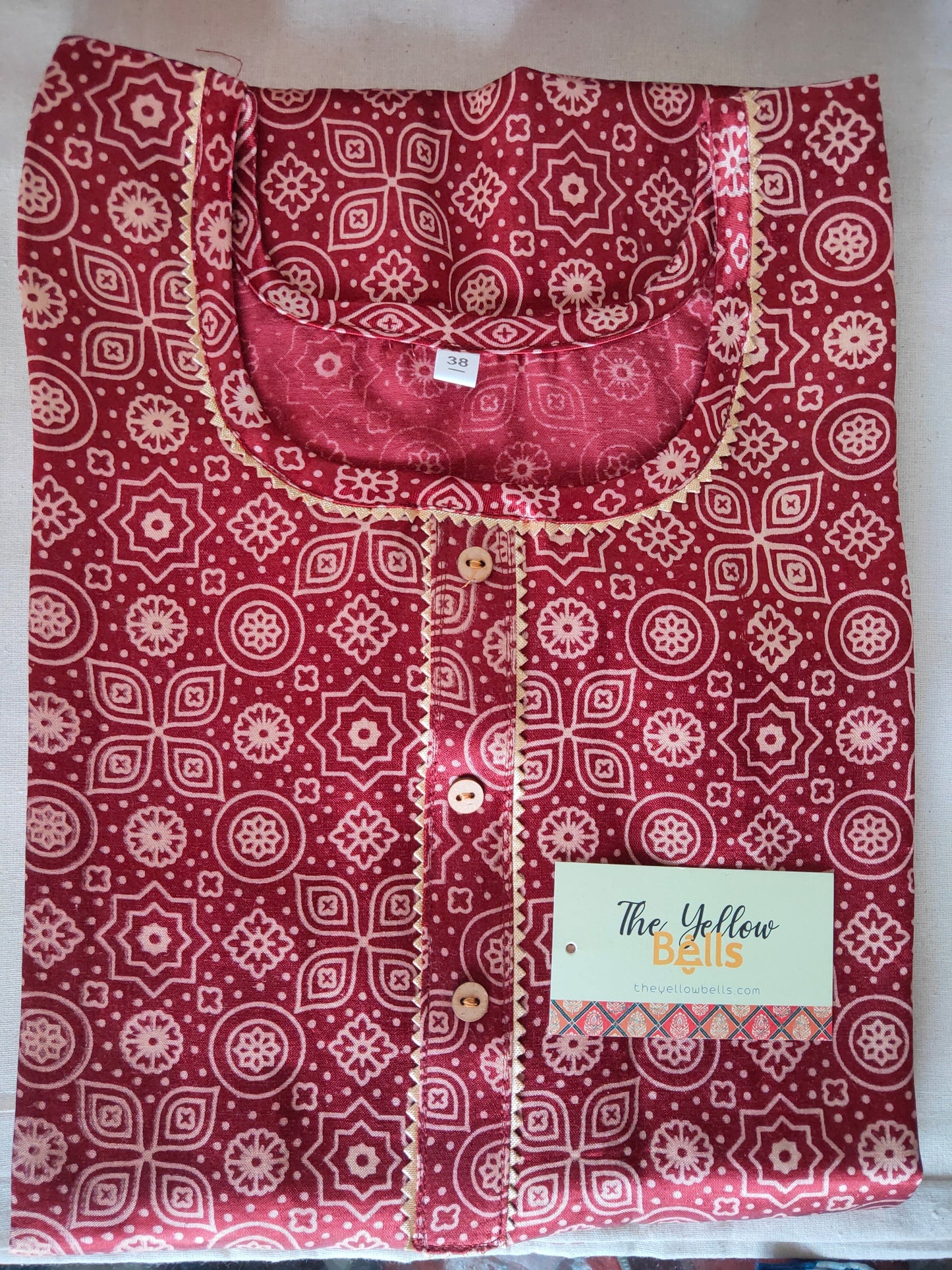 'Kavya' Maroon colour mashroo straight kurti