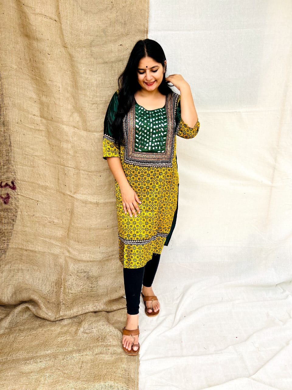 'NAITY'MASHROO PATCH WORK PRINTED KURTI