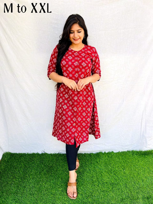 'Riya' maroon colour cotton shurg style kurti