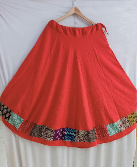 "Aarya" Red katha cotton skirt