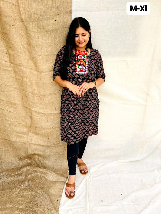 "VEERA" black natural cotton kurti