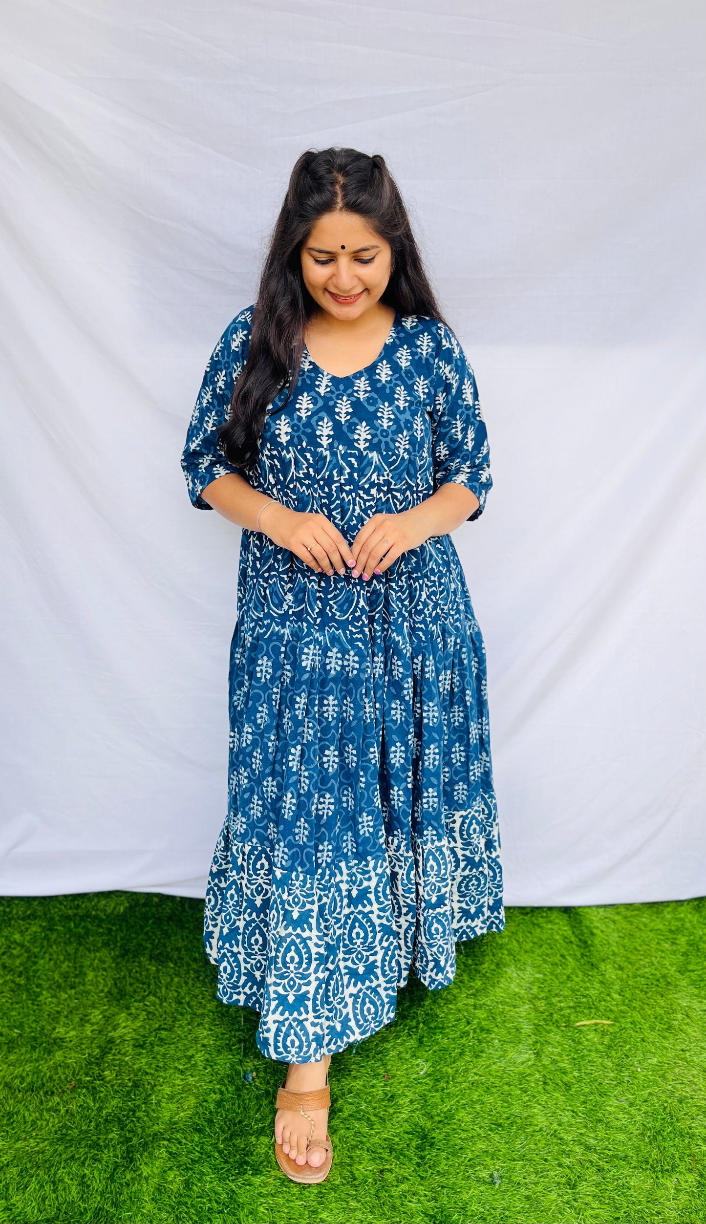 "Keshavi" New handblock cotton gown