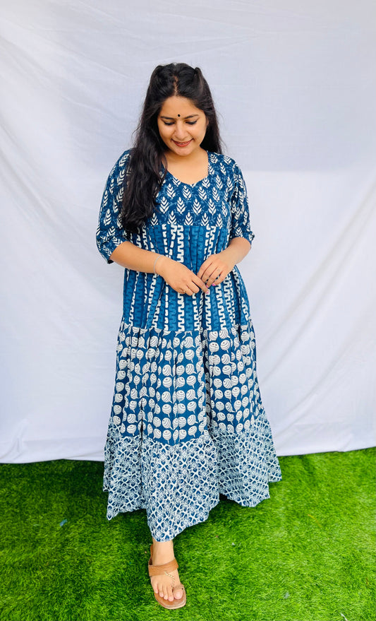 "Keshavi" IndiGo cotton long gown
