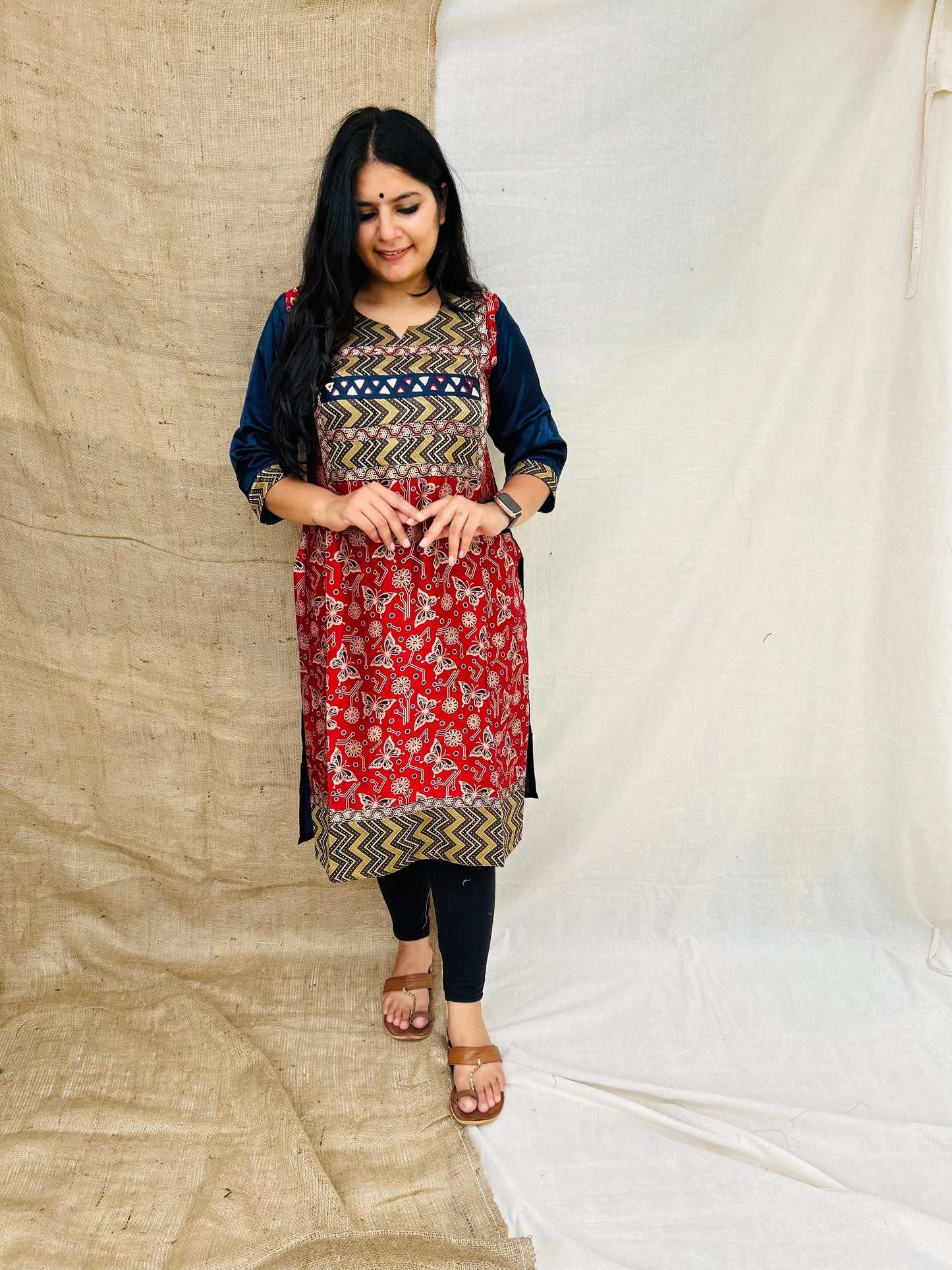 "Naity" mashroo mirror work kurti